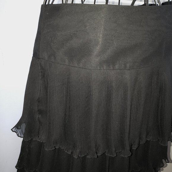 Cottagecore MOD Punk New Wave Pleated Tiered Black Ruffled Mini Skirt Madonna  S - Picture 9 of 14